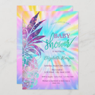 Adorable Pineapple Tie Dye Baby Shower Invitation