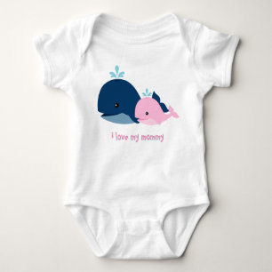 Adorable Pink and Blue Whales Baby Bodysuit