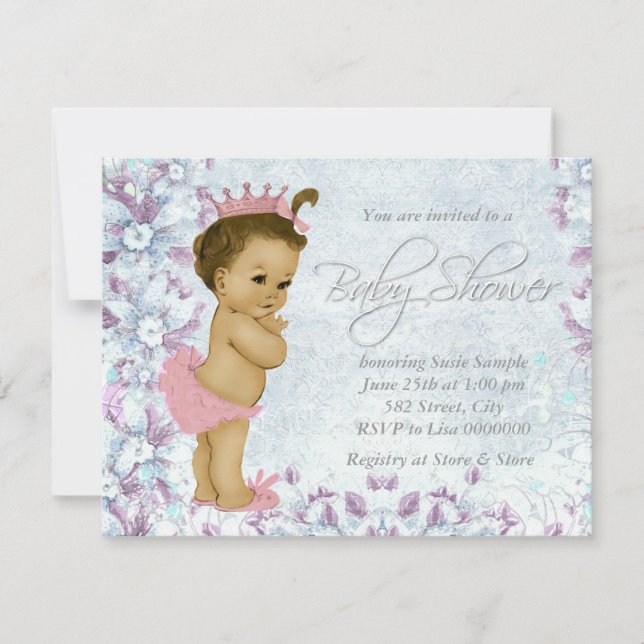 Adorable Pink and Purple Baby Shower Invitation (Front)