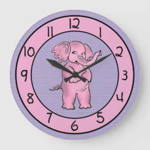 Adorable Pink and Purple Elephant Clock for Kids