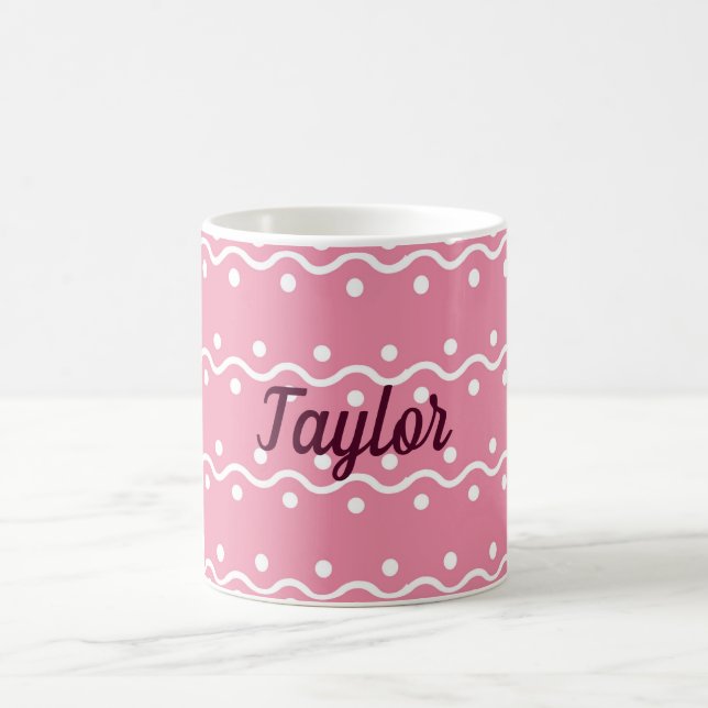 Adorable Pink and White artsy Coffee Mug (Center)