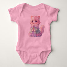 Adorable Pink Anime Cat Baby Shower Gift Bodysuit
