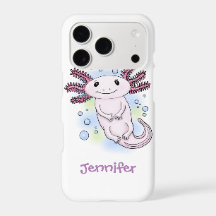 Adorable pink axolotl cartoon