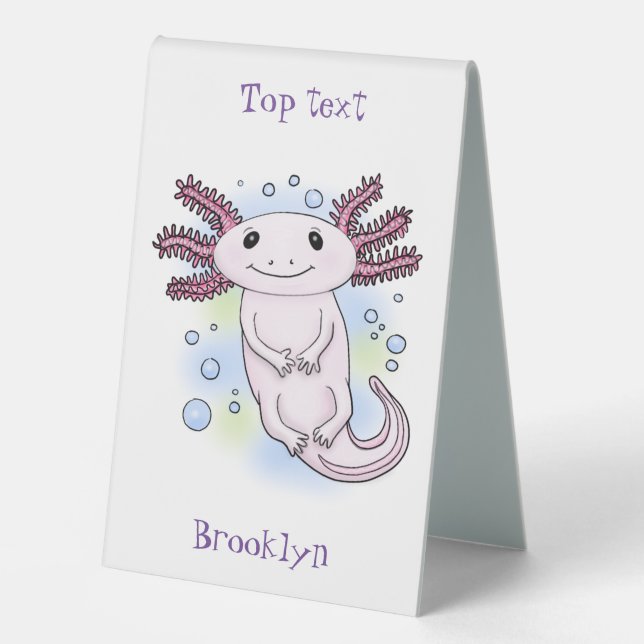 Adorable pink axolotl cartoon (Front)