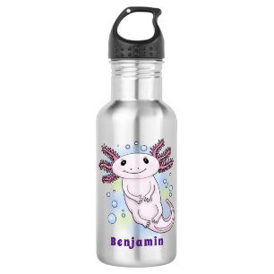 Adorable pink axolotl cartoon 532 ml water bottle