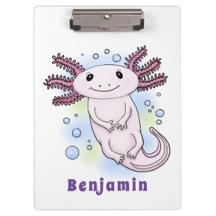 Adorable pink axolotl cartoon clipboard