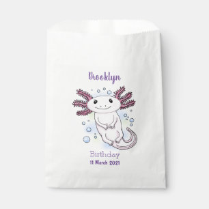 Adorable pink axolotl cartoon favour bag