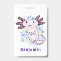 Adorable pink axolotl cartoon