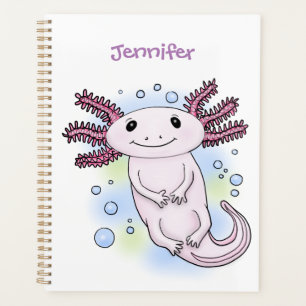 Adorable pink axolotl cartoon planner