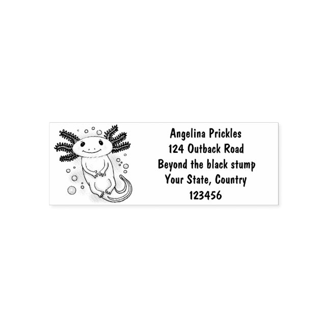 Adorable pink axolotl cartoon self-inking stamp (Design)