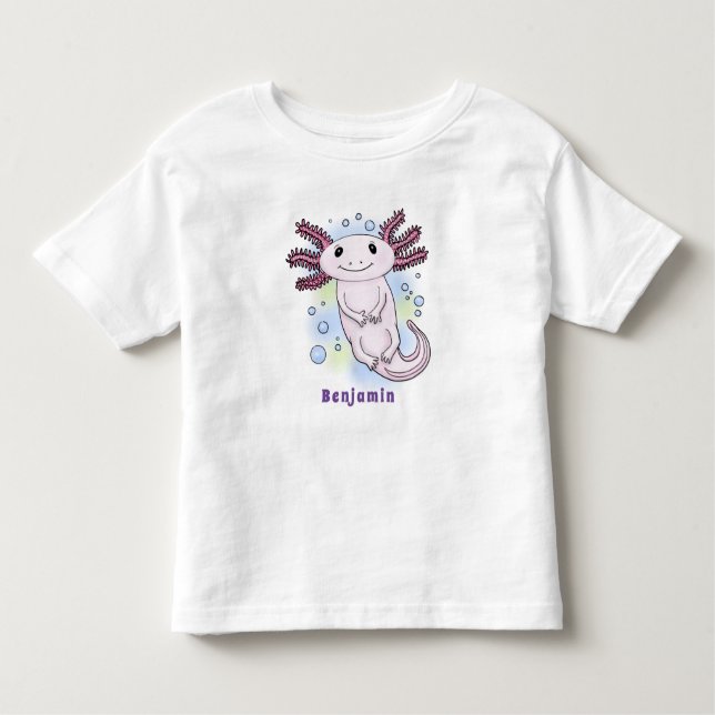 Adorable pink axolotl cartoon toddler T-Shirt (Front)