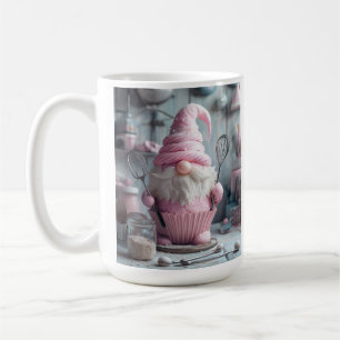 Adorable Pink Baking Gnome Cupcake Coffee Mug