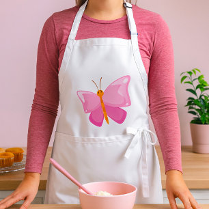 Adorable Pink Cartoon Butterfly  Standard Apron