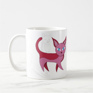 Adorable Pink Cat and Kitten Doodles Coffee Mug