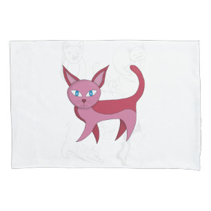 Adorable Pink Cat and Kitten Doodles Duvet Cover