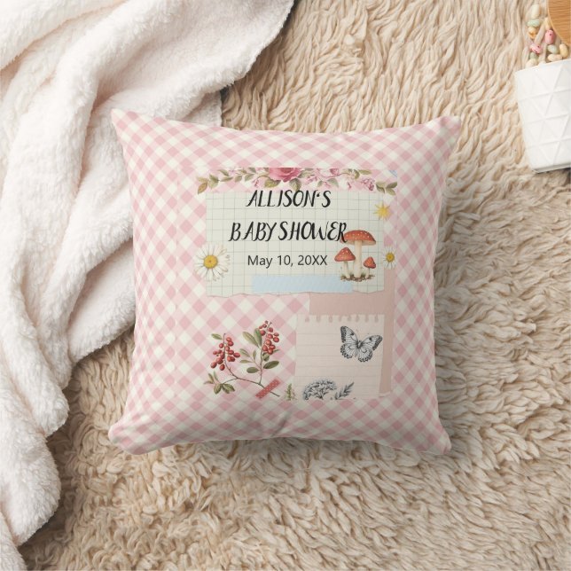 Adorable Pink Chequered Throw Pillow for Baby Show (Blanket)