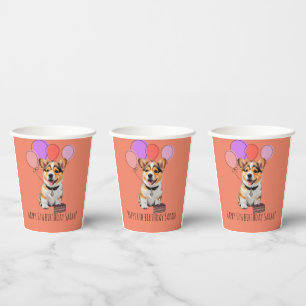 Adorable Pink Corgi Birthday Cup Customisable