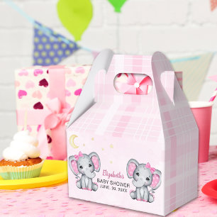 Adorable Pink Elephant Baby Shower Girl Favour Box