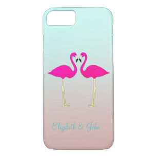 Adorable Pink Flamingos In Love-Personalised iPhone 8/7 Case
