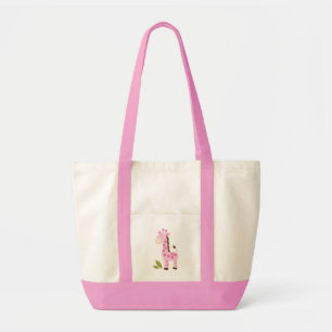 ADORABLE PINK GIRAFFE CANVAS TOTE BAG