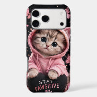 Adorable Pink Hoodie Kitten Phone Case