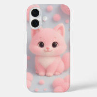 Adorable Pink Kitten with Fluffy Pom-Poms