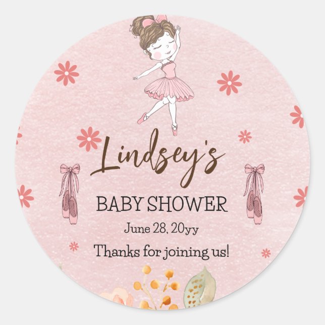 Adorable Pink Little Ballerina Tutu Girl Baby Show Classic Round Sticker (Front)