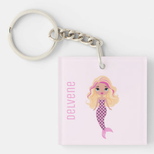 Adorable Pink Mermaid Key Ring