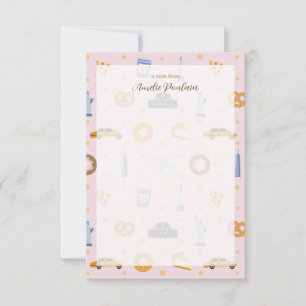 Adorable Pink NYC-Themed Personalised Name Thank You Card