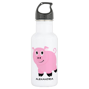 Adorable Pink Pig Personalised Cartoon Piggy 532 Ml Water Bottle