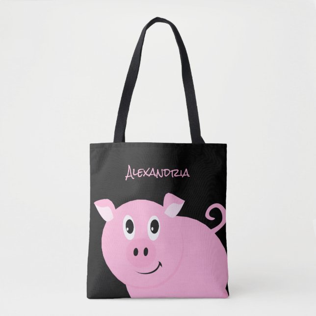 Adorable Pink Pig Personalised Sweet Little Piggy Tote Bag (Front)