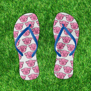 Adorable Pink Piggy Parade Cute Flip Flops