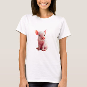 Adorable Pink Piglet Illustration Women T-Shirt