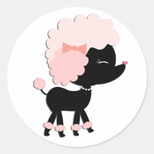 Adorable Pink Poodle Stickers