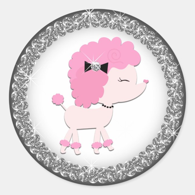 Adorable Pink Poodle Stickers (Front)