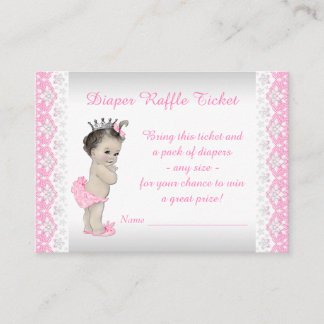Adorable Pink Princess Diaper Raffle Ticket Enclosure Card