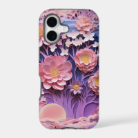 Adorable Pink Purple Pastel Floral Cutout Pattern
