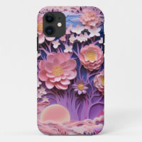 Adorable Pink Purple Pastel Floral Cutout Pattern