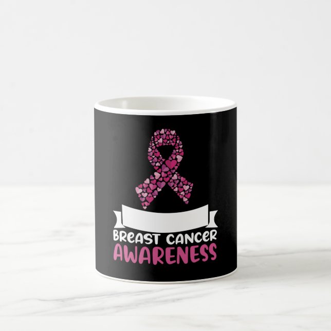 Adorable Pink Ribbon Breast Cancer Awareness Women Coffee Mug (Center)