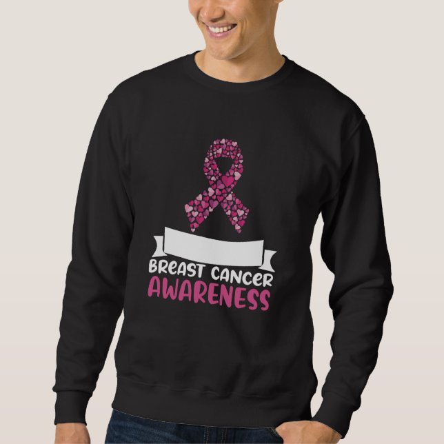 Adorable Pink Ribbon Breast Cancer Awareness Women Sweatshirt (Front)