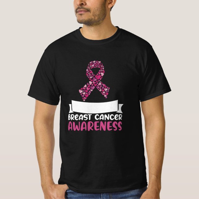 Adorable Pink Ribbon Breast Cancer Awareness Women T-Shirt (Front)