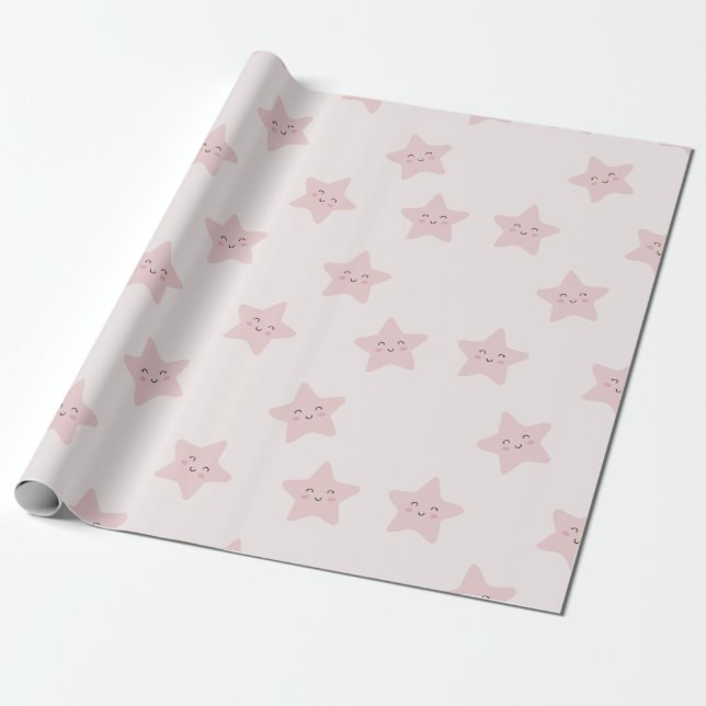 Adorable pink stars  wrapping paper (Unrolled)