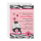 Adorable Pink Zebra Baby Shower Invitations