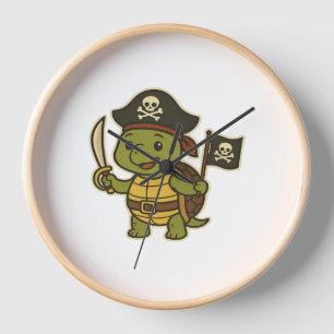 Adorable Pirate Turtle Classic T-Shirt Clock
