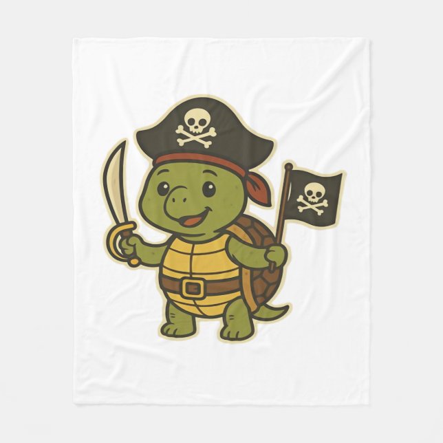 Adorable Pirate Turtle Classic T-Shirt Fleece Blanket (Front)