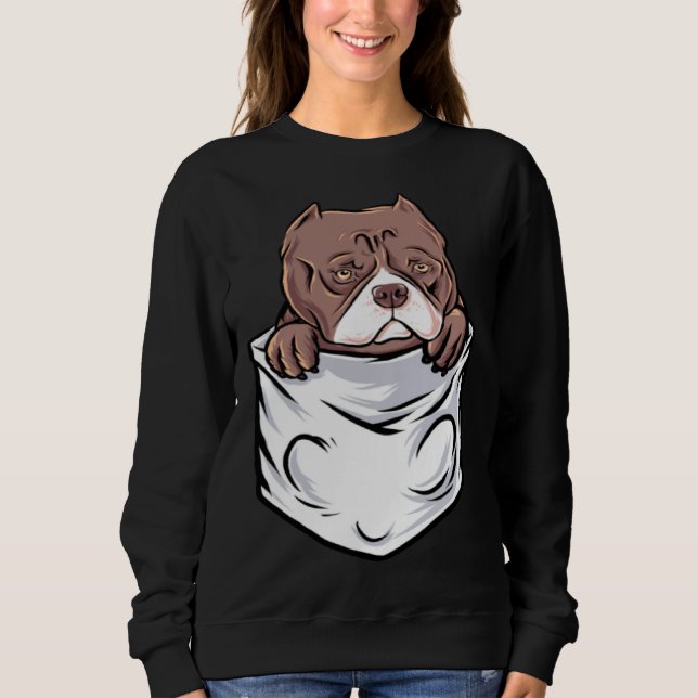 Adorable Pit Bull Terrier Puppy  Cute Pocket Sweatshirt (Front)