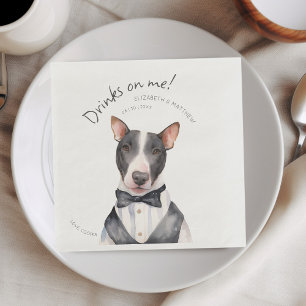 Adorable Pitbull Waiter Watercolor Customisable Napkin