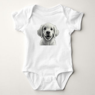 Adorable Pixar-Style Golden Retriever Puppy Kids  Baby Bodysuit