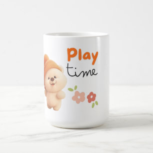 Adorable "Play Time" Chibi Bear Ceramic Mug
