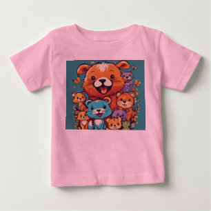 Adorable Playful Kids Animal T-Shirt Design